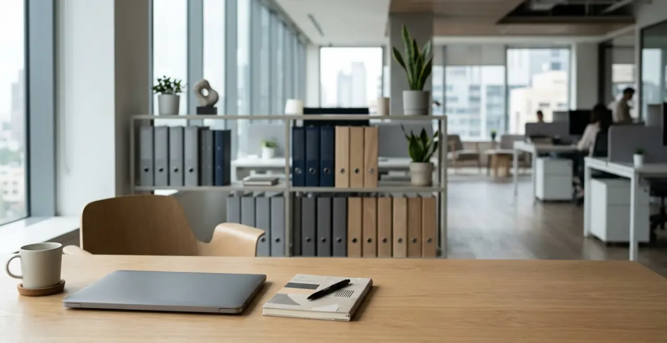 Professional property manager reviewing portfolio performance metrics in modern office environment