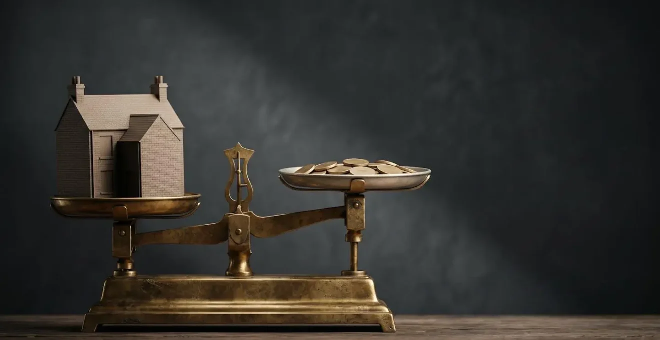 Symbolic composition showing the concept of market cycles and the false assumption of perpetual property price growth