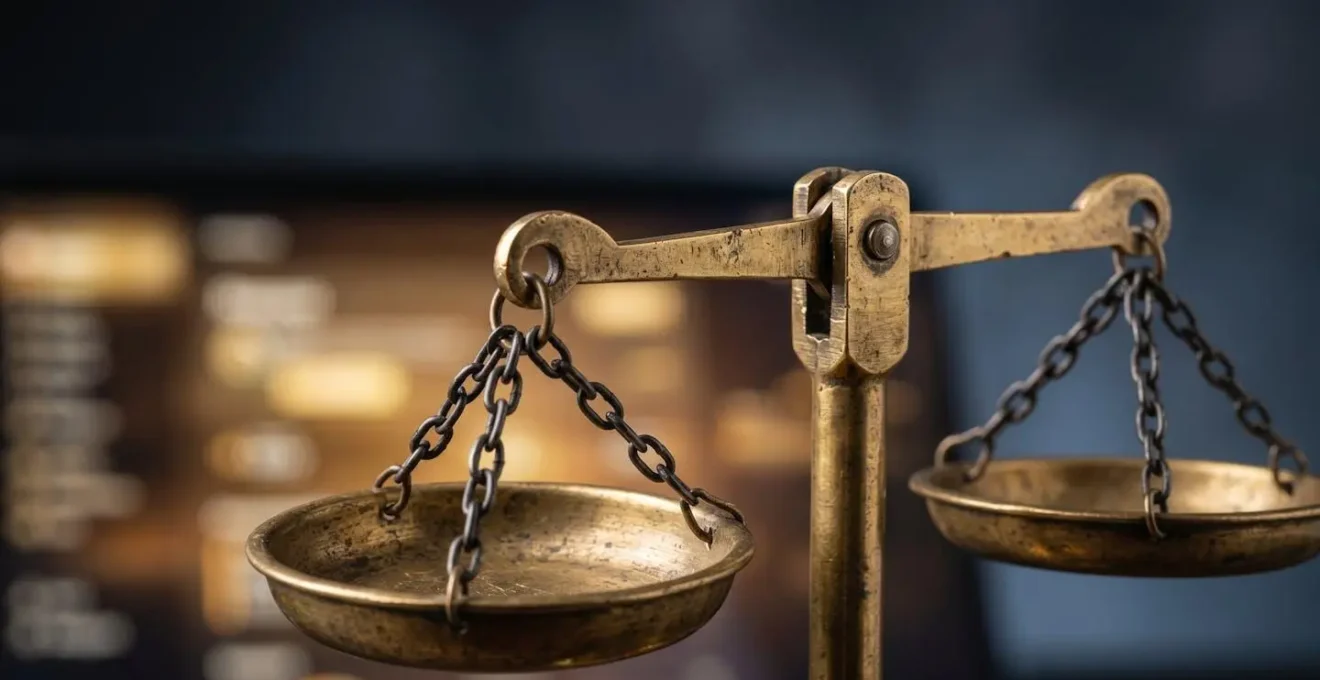 Abstract close-up of brass balance scales, symbolizing the delicate balance of rental property pricing decisions in a digital market.