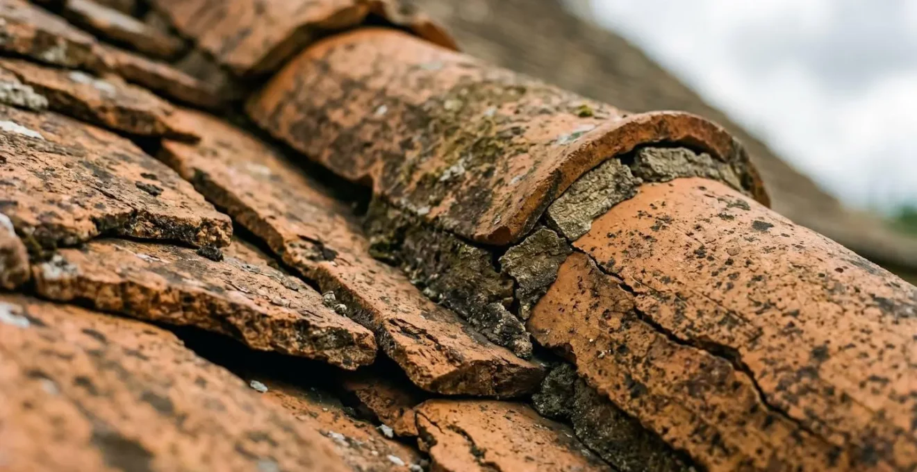 Close-up architectural detail of traditional British roof tiles and ridge structure showing extension potential