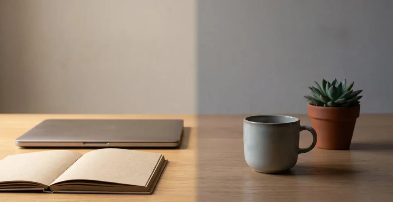 Symbolic representation of work-life balance through contrasting light and shadow